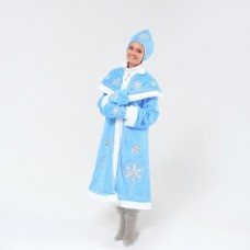 Карнавальный костюм Снегурочка плюш с серебряными узорами