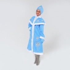 Карнавальный костюм Снегурочка плюш с серебряными узорами