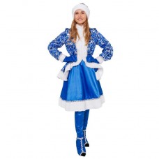 Карнавальный костюм Снегурочка синяя парча