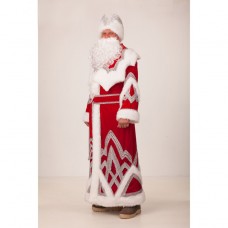 Карнавальный костюм Дед Мороз красный бархат, нашивки серебро