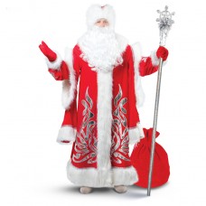 Карнавальный костюм Дед Мороз королевский серебро